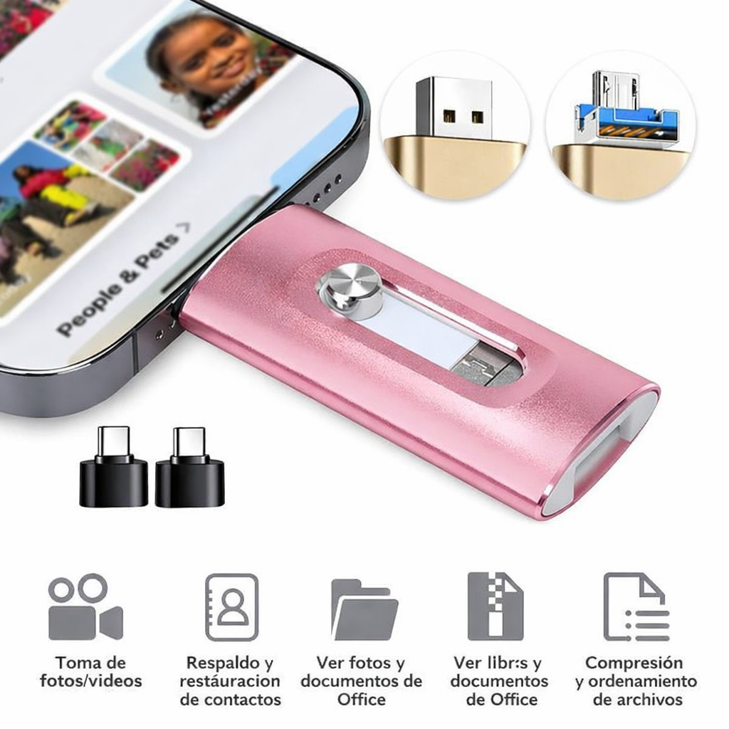 Memoria USB 4 en 1 – 128GB | Alta Velocidad y Multidispositivo